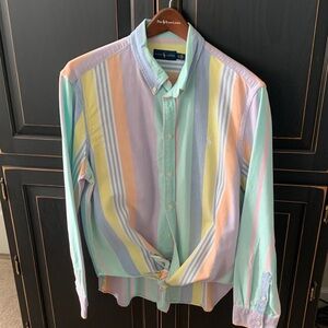 Polo by Ralph Lauren Women's Pastel Striped Button-Down Shirt